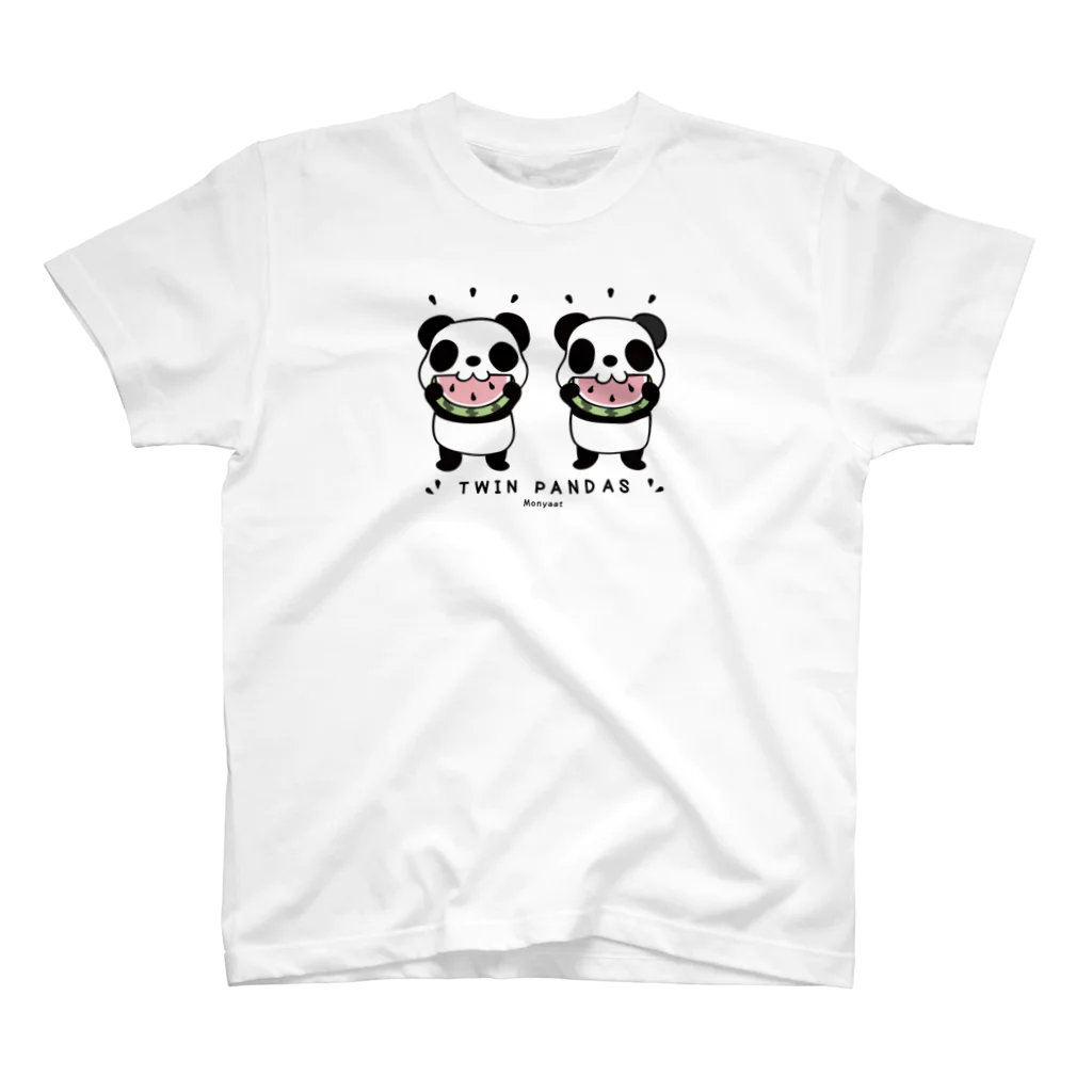 イラスト MONYAAT のTWIN PANDAS 一緒のスイカ Regular Fit T-Shirt