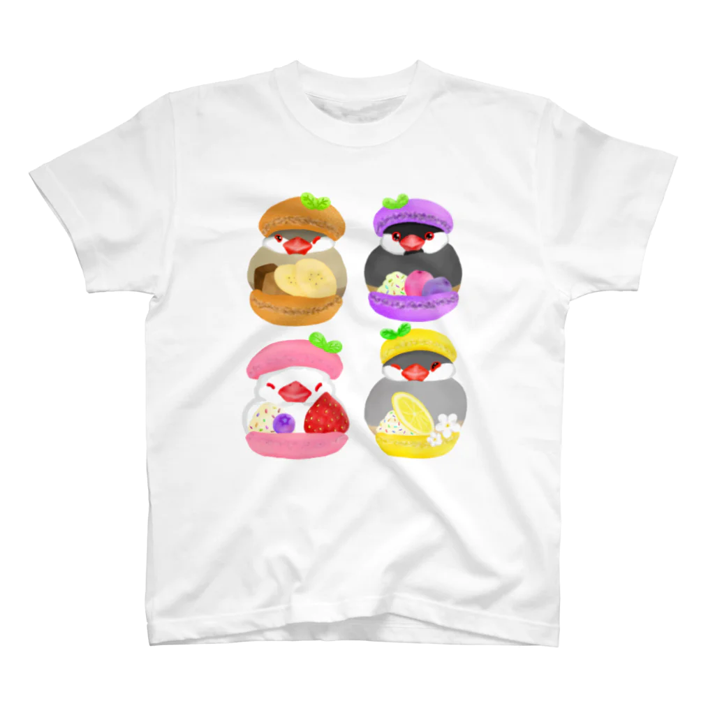 Lily bird（リリーバード）のぎゅっ♪マカロン文鳥ず スタンダードTシャツ