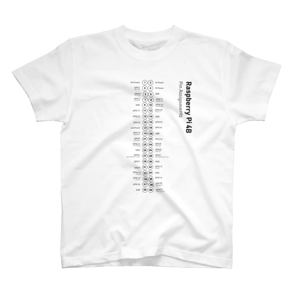 Vitya(ryo-a) /d-pndのRaspberry Pi 4B GPIO ピンアサイン Regular Fit T-Shirt