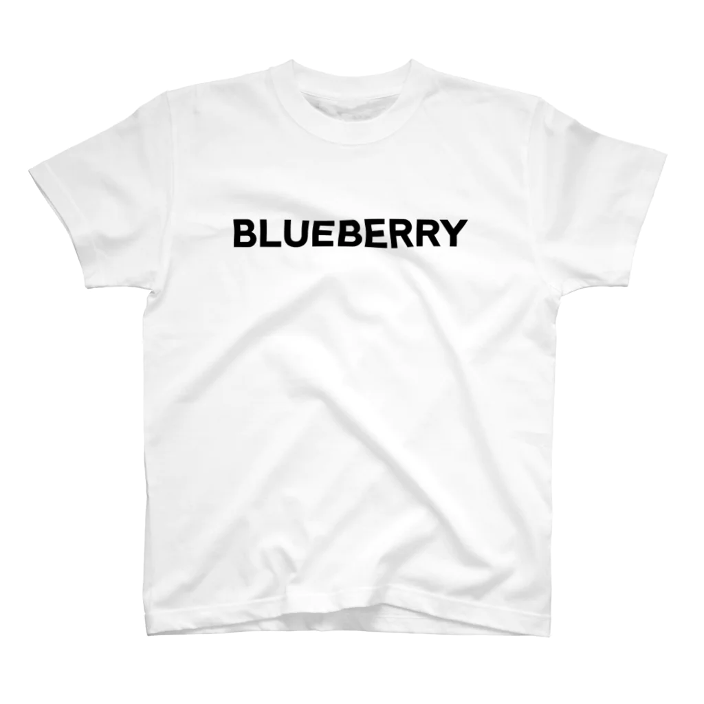 TOKYO LOGOSHOP 東京ロゴショップのBLUEBERRY-ブルーベリー- Sans-Serif黒ロゴ Regular Fit T-Shirt