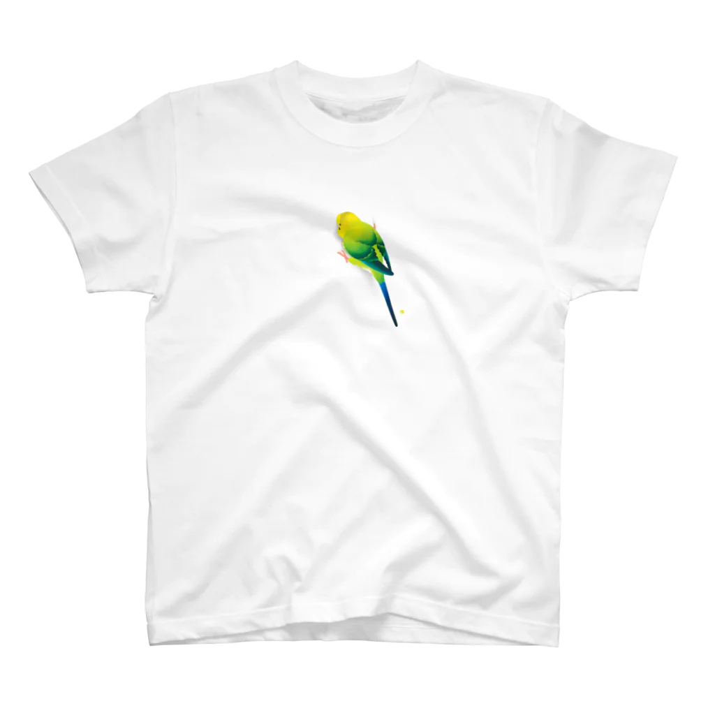 中原じゅん子グッズ店のしがみつきインコ 緑 ・ 影あり スタンダードTシャツ