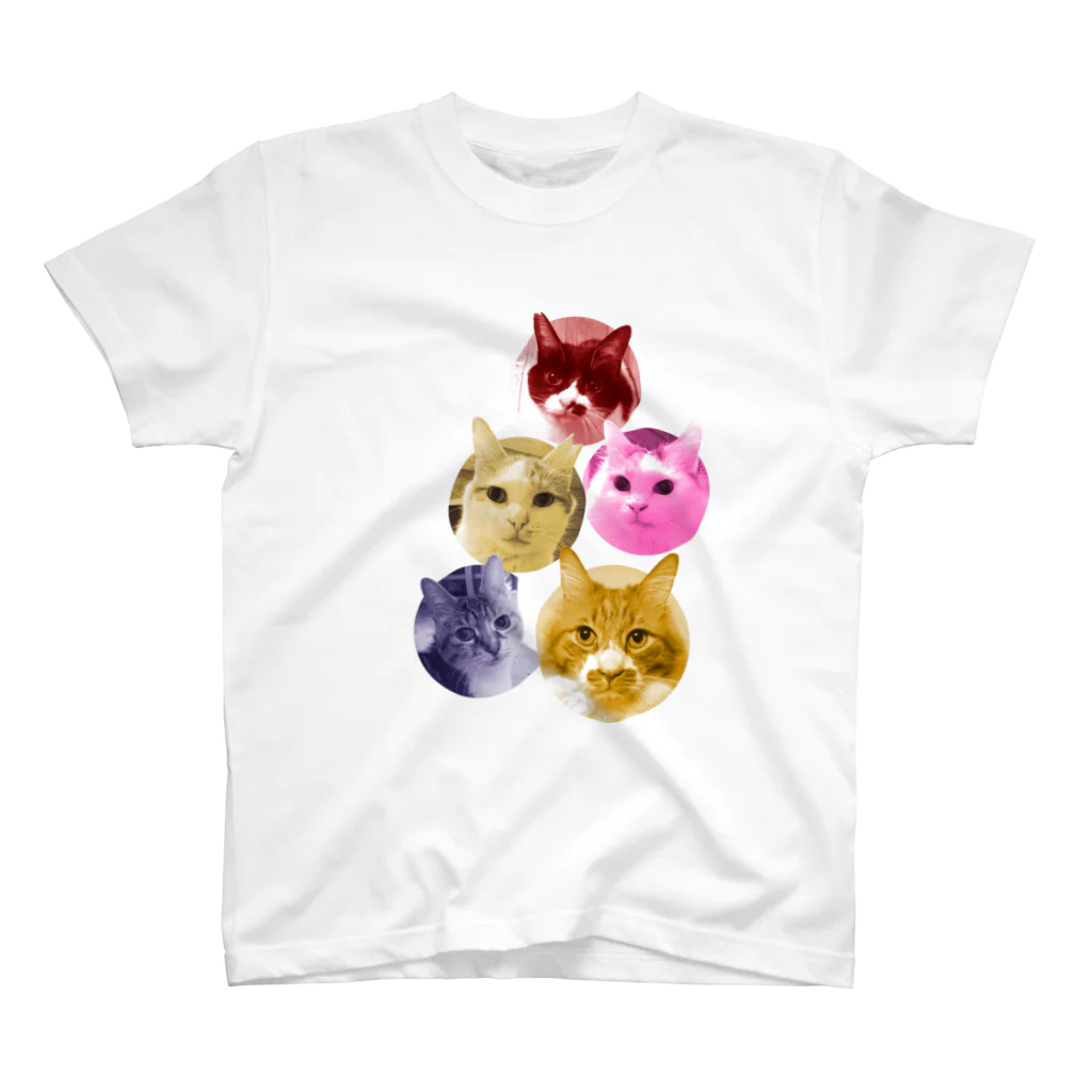 猫沢太陽の５色の猫団子 Regular Fit T-Shirt