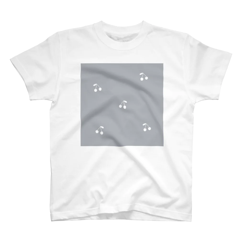 rilybiiのサクランボ柄 グレーブルー Regular Fit T-Shirt