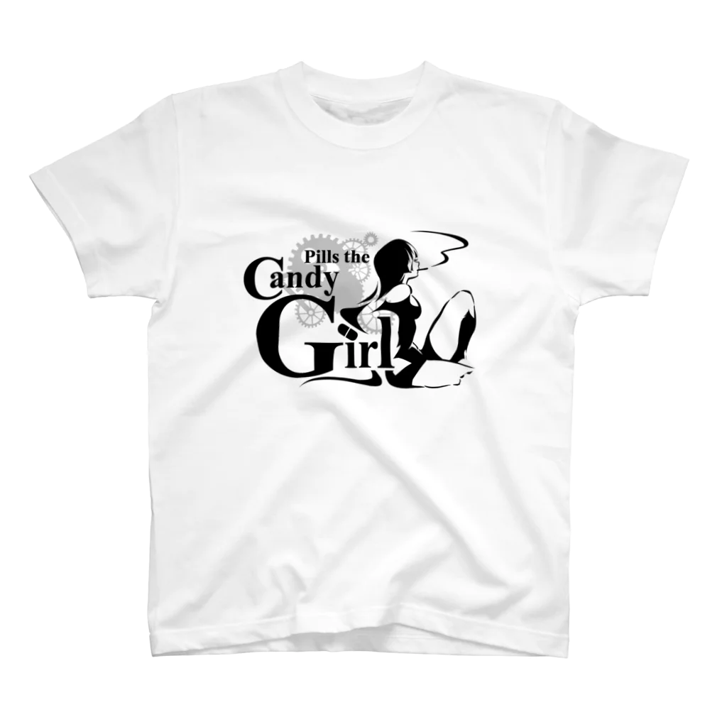 Pills the Candy GirlのPillsロゴTシャツ(白・灰) Regular Fit T-Shirt