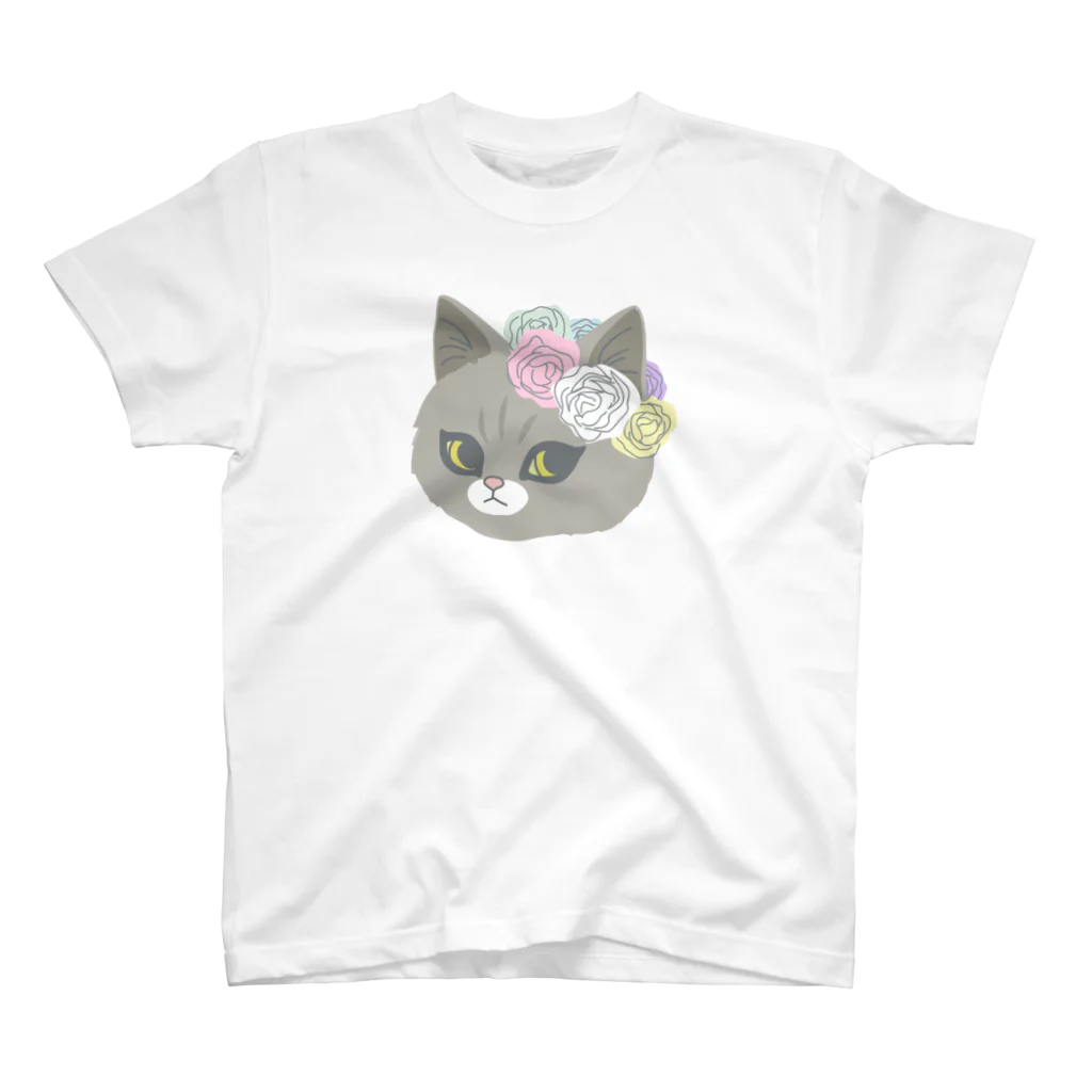 sachiko2004shopの花と猫 スタンダードTシャツ