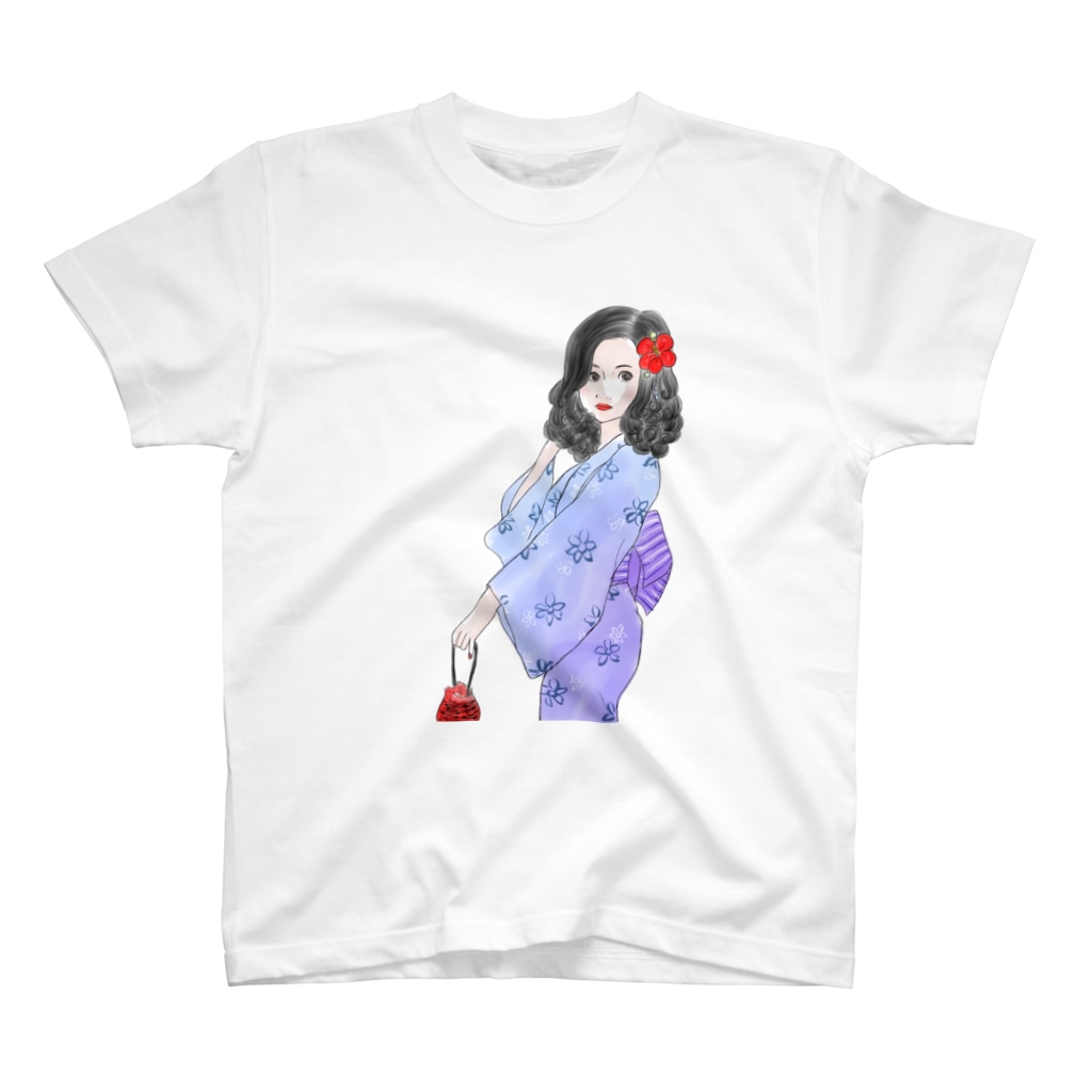 muiko'sのハイビスカスと浴衣 Regular Fit T-Shirt