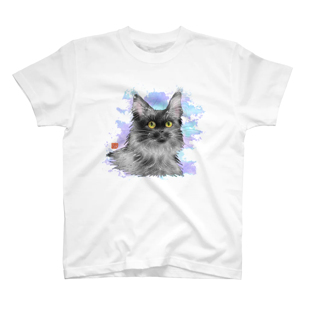 Crazy❤︎for Maincoon 猫🐈‍⬛Love メインクーンに夢中のメインクーン　❤︎ ブラックスモーク スタンダードTシャツ