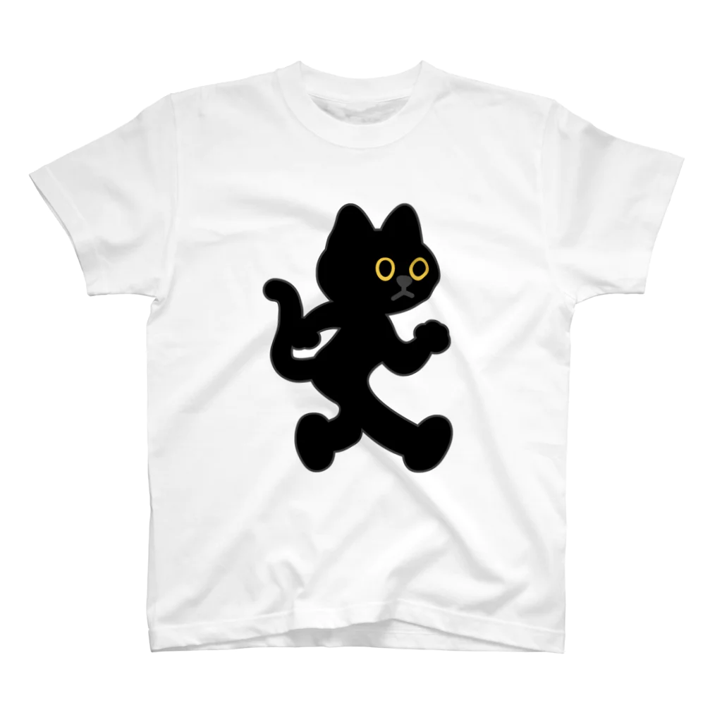 嶌星堂の飛び出し坊や猫 黒猫 スタンダードTシャツ