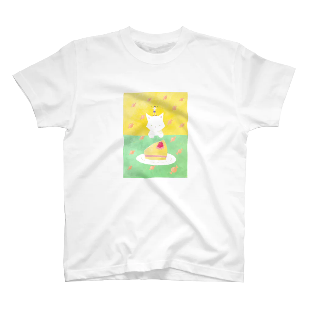 金森 葵のケーキを狙う猫と小さな女の子 スタンダードTシャツ