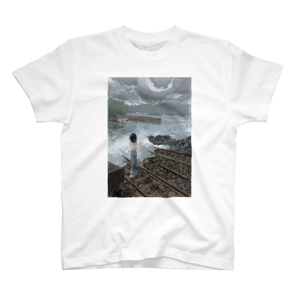 サマ〜の描いたものの曇の日の海 スタンダードTシャツ