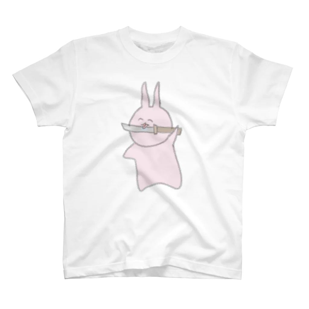 魚の4コマのゆるふわうさぎペロペロTシャツ スタンダードTシャツ