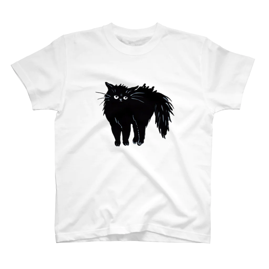 マイマイタケの怒ってます（黒猫） スタンダードTシャツ