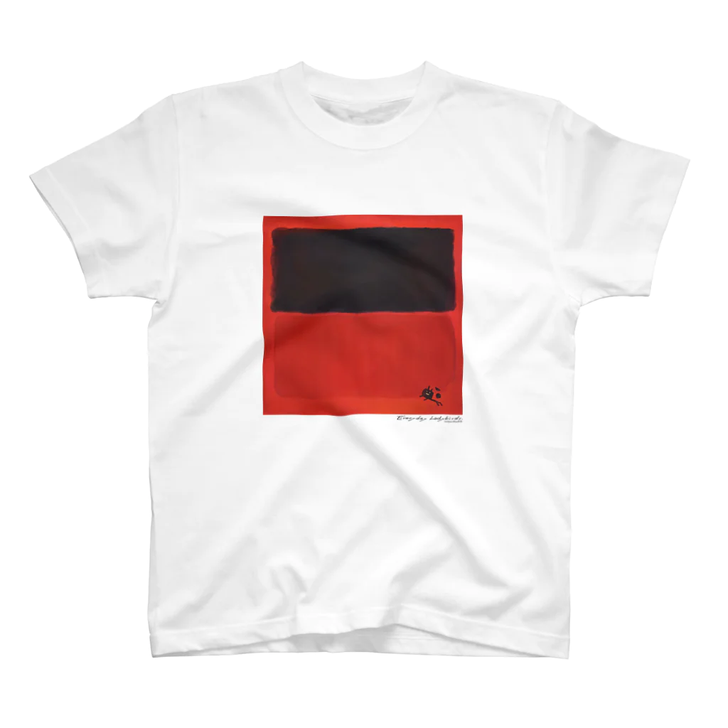 ノザキ-Nozakiの名画を楽しむてんとう虫〜赤の中に黒がある絵画〜 スタンダードTシャツ