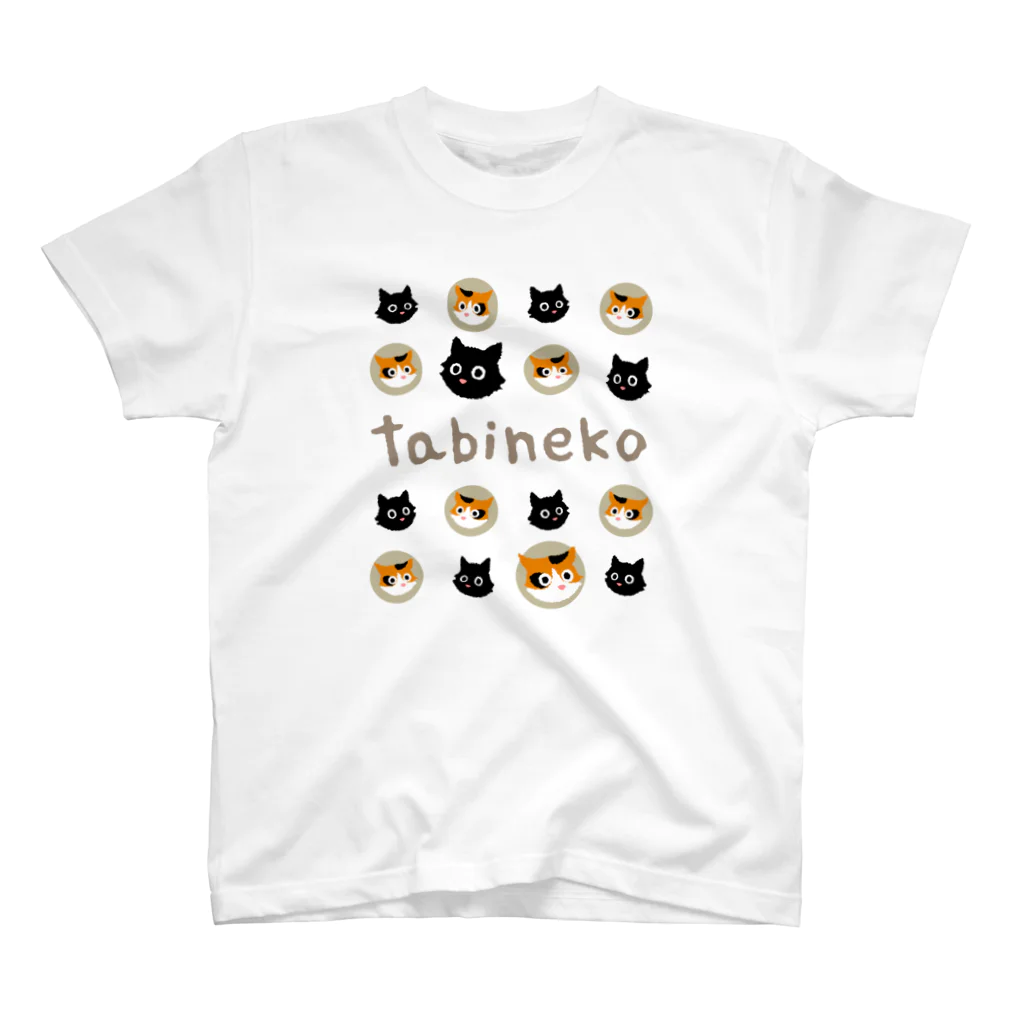 たびねこグッズSHOPのたびねこ-かおドット スタンダードTシャツ