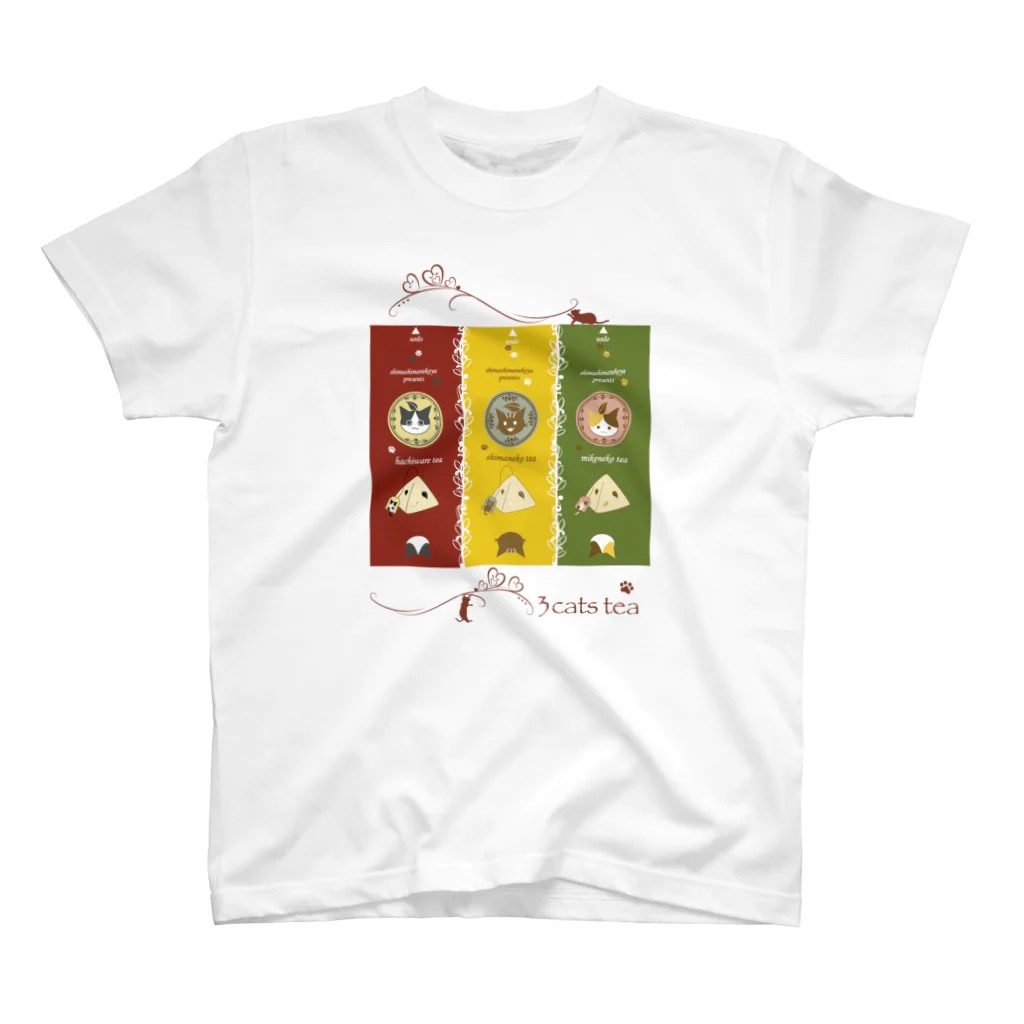 しましまねこ屋の3cats tea（塗りVer.） スタンダードTシャツ