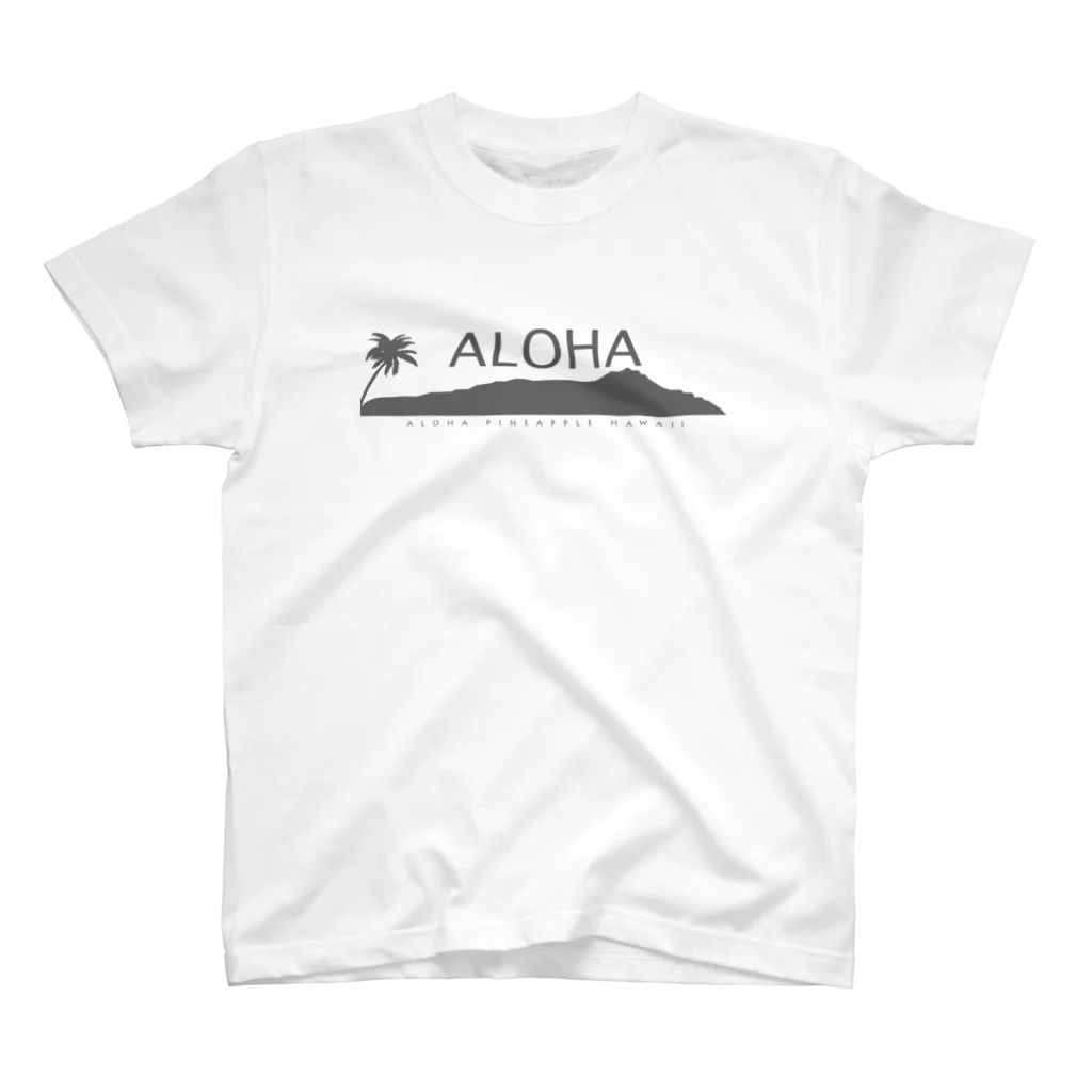 aloha_pineapple_hawaiiのダイヤモンドヘッド ALOHA 134 gray Regular Fit T-Shirt