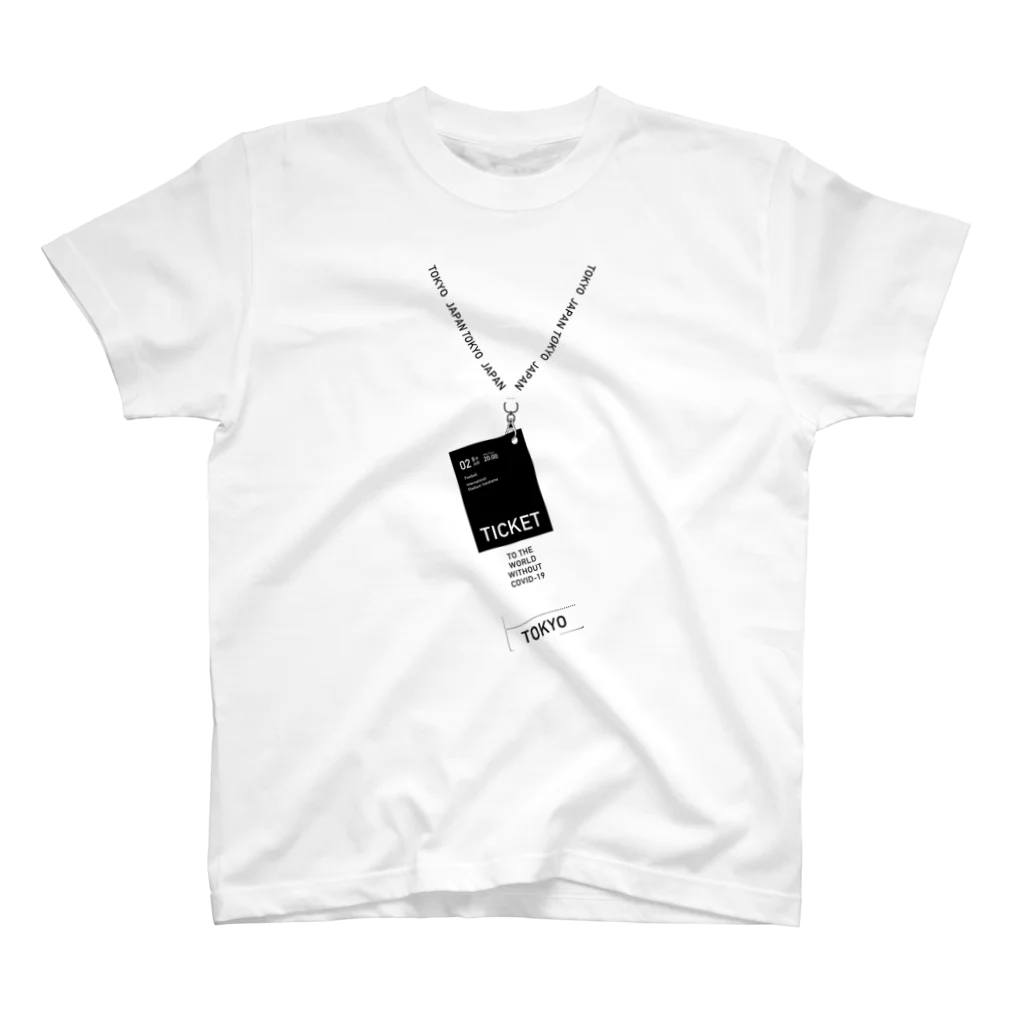ねこハンド🐾のTICKET TO THE WORLD WITHOUT COVID-19 (WHITE) Regular Fit T-Shirt