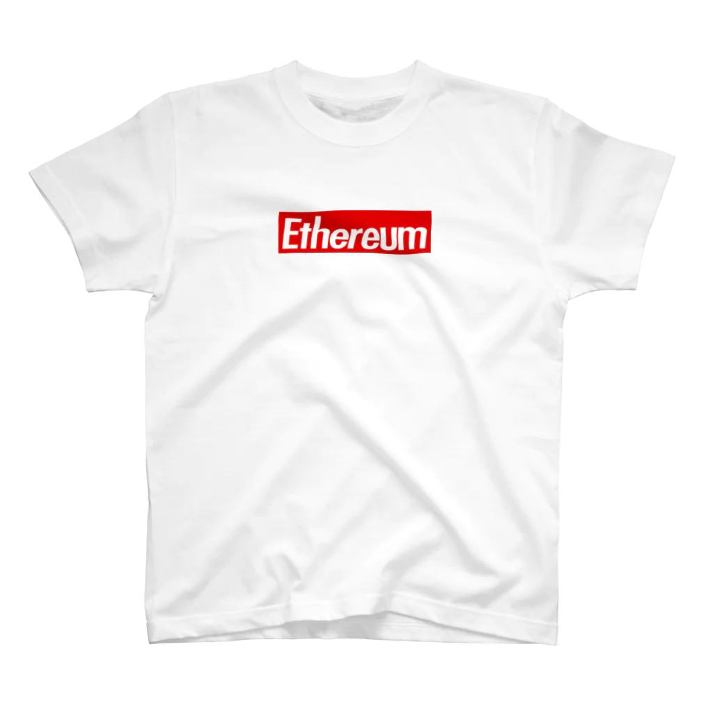 MCP FactoryのEthereum ストリート定番の赤に白抜き スタンダードTシャツ