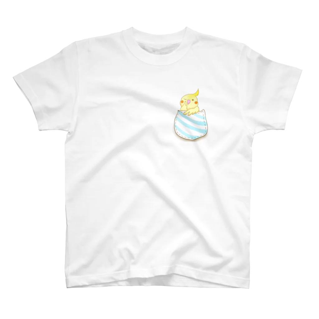 くるるのぴよらいふのポケットからオカメインコちゃん スタンダードTシャツ