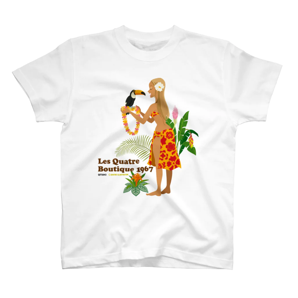 Quatre IllustrationのLQB1967_01_鳥と女の子 Regular Fit T-Shirt