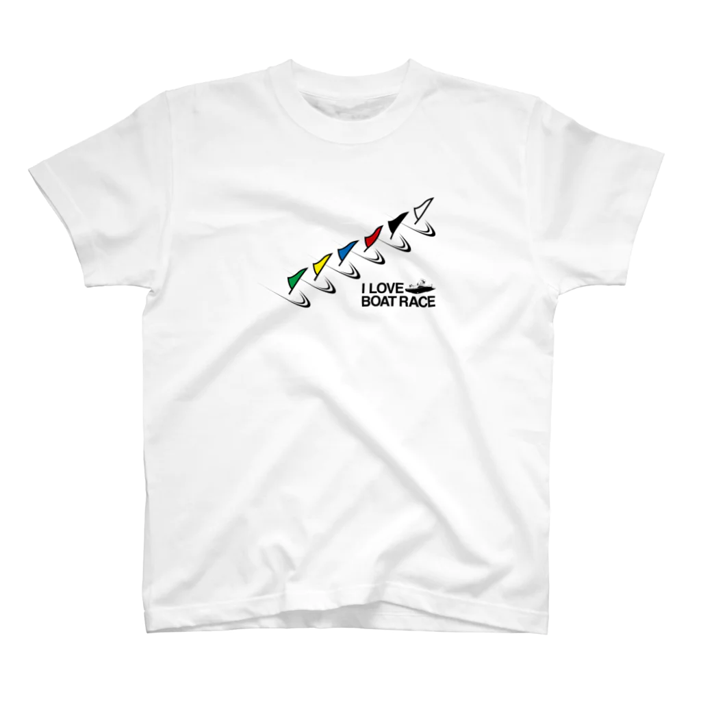 I LOVE BOAT RACE【アイ ラブ ボートレース】の舳先フラッグ【競艇・ボートレース】 スタンダードTシャツ