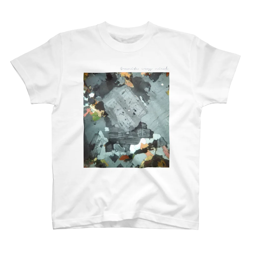縞々田の薄片 花崗岩 クロス 티셔츠