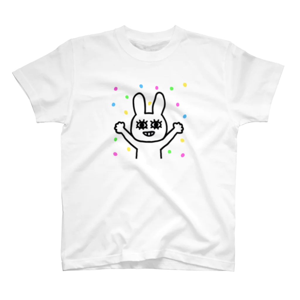 rabbit.bのpoker face rabbit（ピカピカ） スタンダードTシャツ