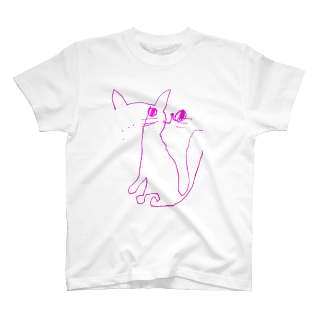 RANA D'OROの目つぶって描いたネコ スタンダードTシャツ