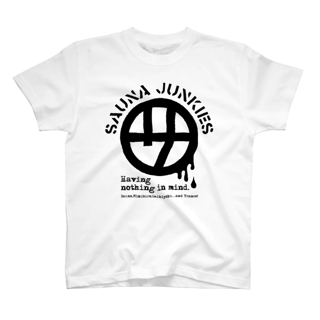 SAUNA JUNKIES | サウナジャンキーズのマルサ(黒プリント) Regular Fit T-Shirt