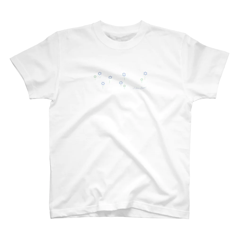 zukeimaru-のブルー花 Regular Fit T-Shirt