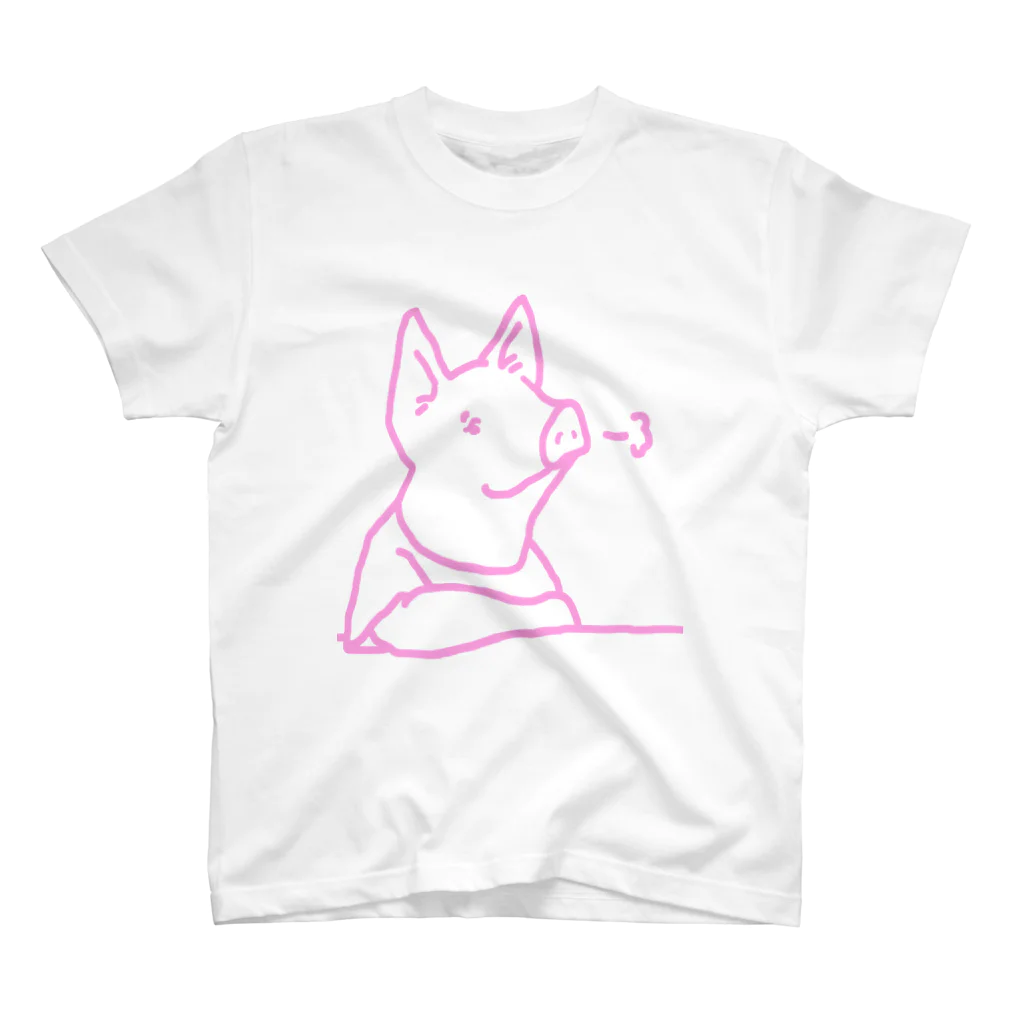 komgikogikoのため息ぶた(シンプル)ピンク スタンダードTシャツ