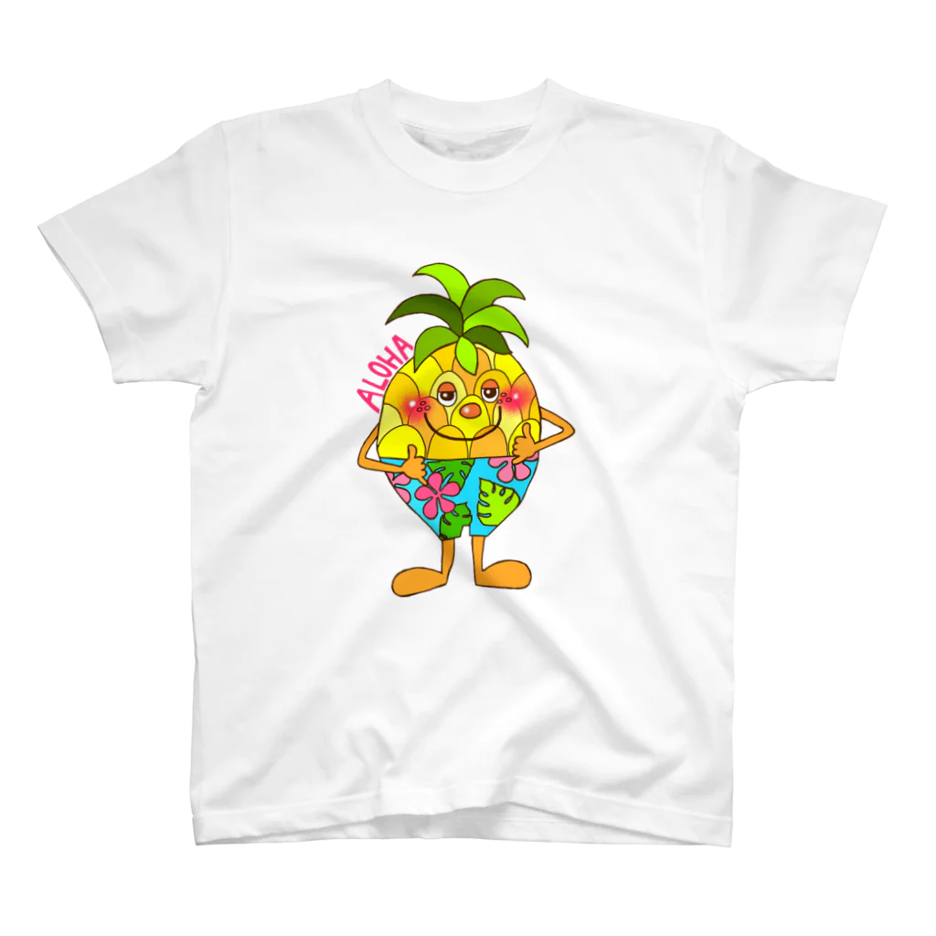 2525aloha_xoxo_hawaiiのALOHA(Ü)Pineapple♡Boy Regular Fit T-Shirt