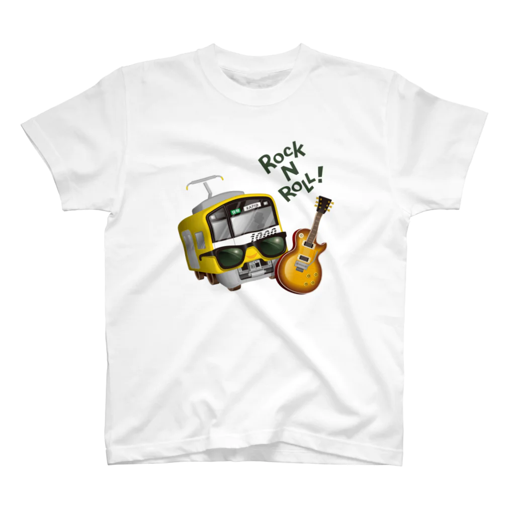 Train Kids! SOUVENIR SHOPの黄色い電車 「 音楽大好き ! 」 Regular Fit T-Shirt