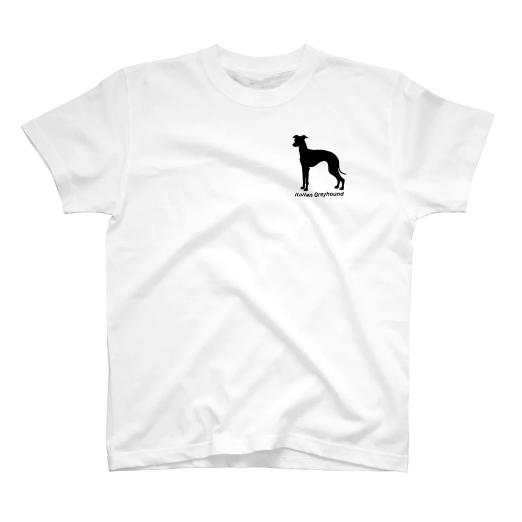 HUNDE und ICHの犬　イタグレ　シルエット スタンダードTシャツ