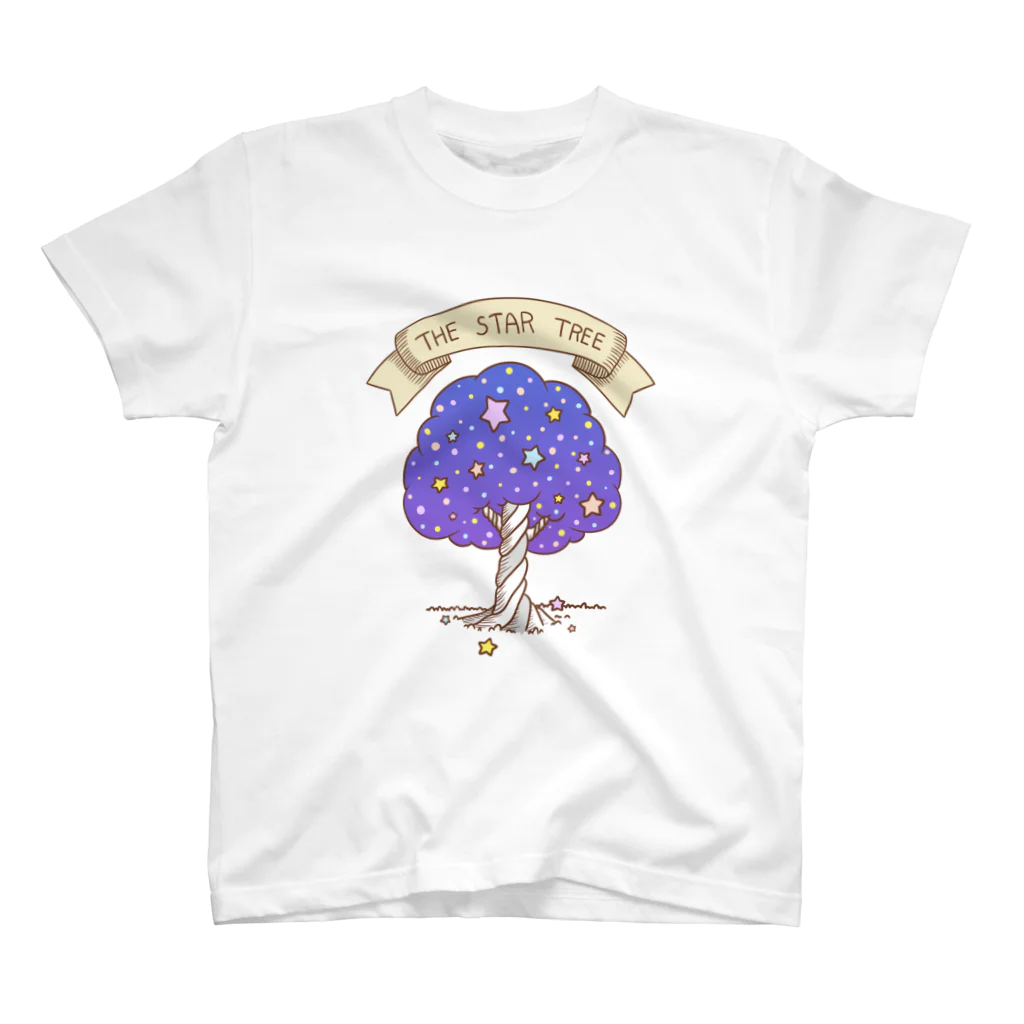 Goburin Marketの星の木(青･星ｶﾗﾌﾙ) スタンダードTシャツ