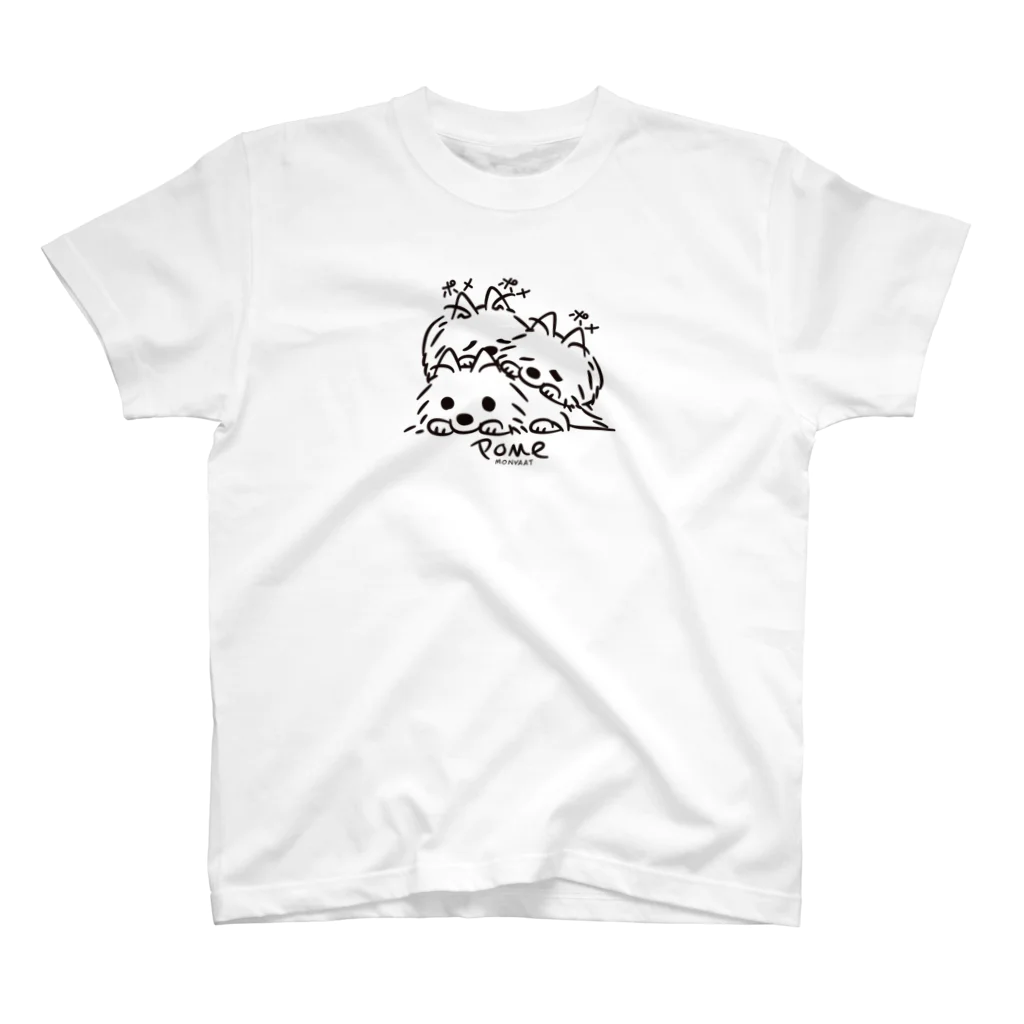 イラスト MONYAAT の ポメラニアンとポメラニアンとポメラニアン M スタンダードTシャツ