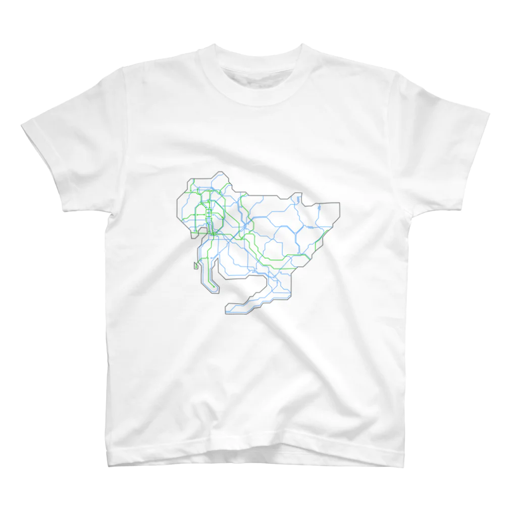 やま・かわ・どうろの【基盤風】愛知配線図 Regular Fit T-Shirt