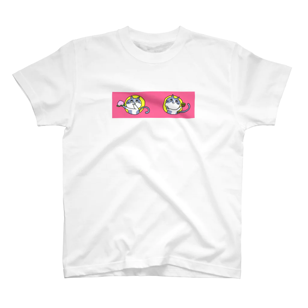 ゆうひのおみせのキウイとモモのネコ スタンダードTシャツ