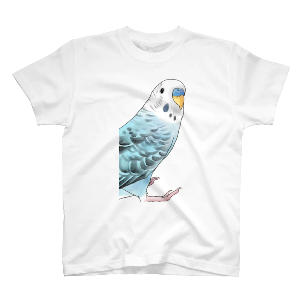 まめるりはことりの振りむきセキセイインコちゃん【まめるりはことり】 スタンダードTシャツ