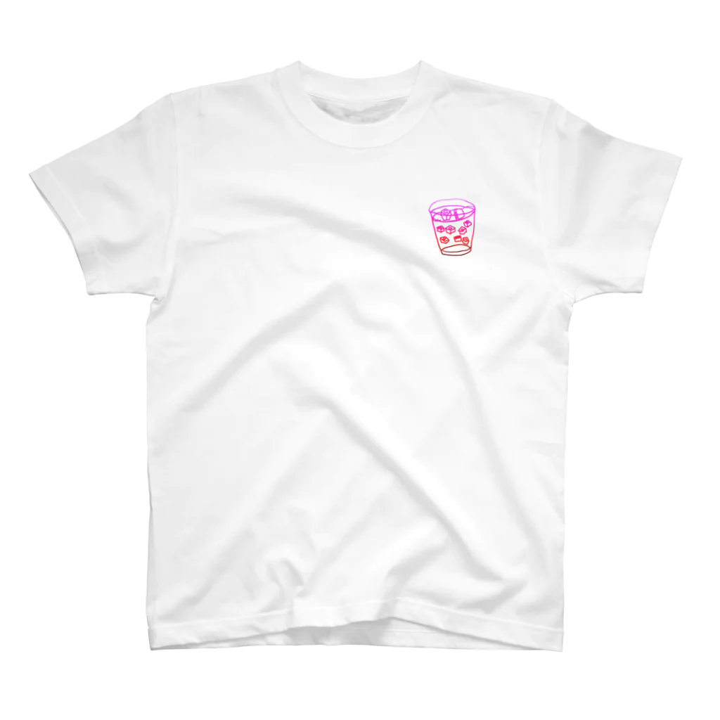 YASUKI_TEAのグラスグラス  赤グラデ スタンダードTシャツ