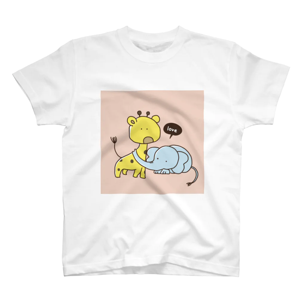 ももひらのBabymals きりん×ぞう スタンダードTシャツ