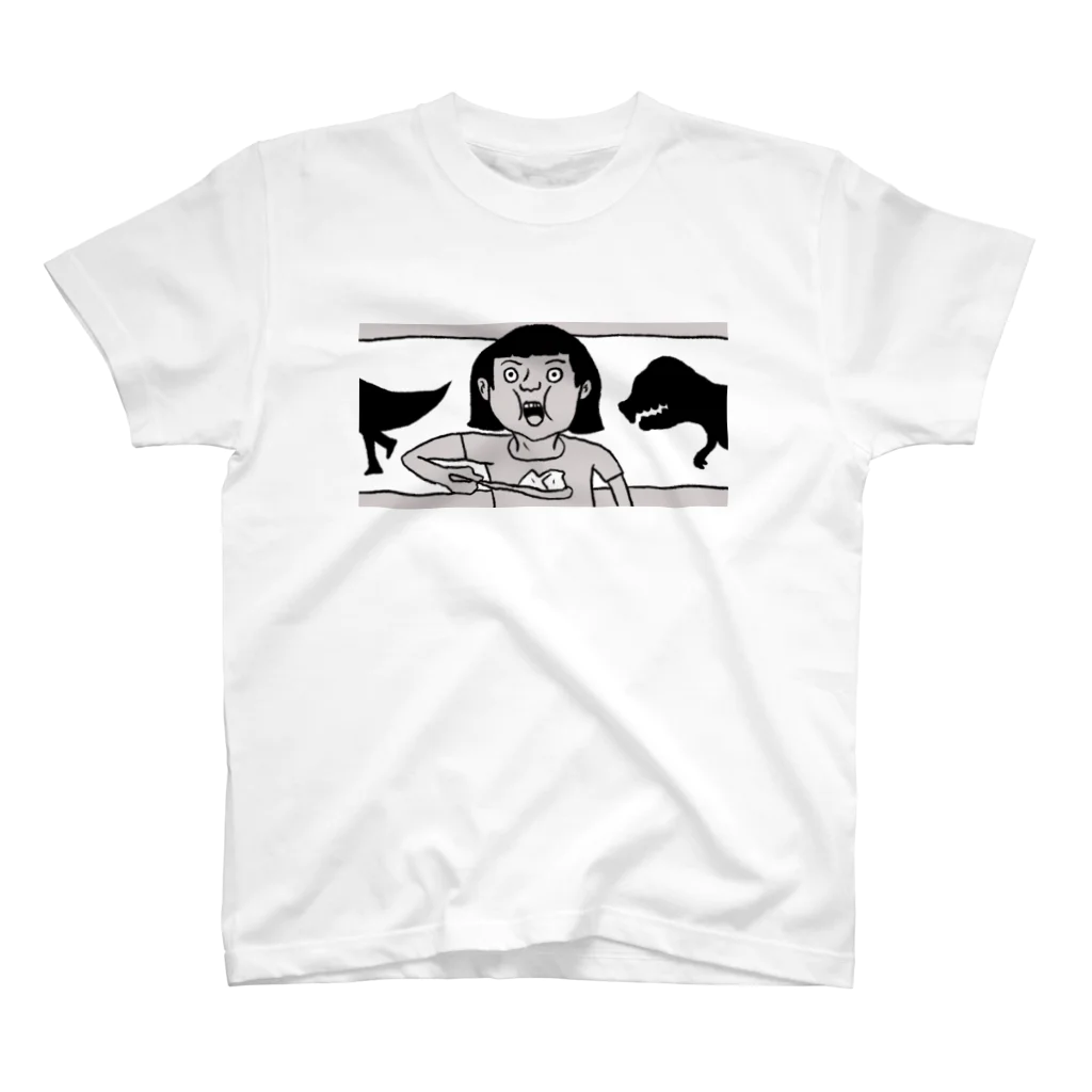 ホビヲの映画感想画のTシャツ屋さんのゼリーを食べようとする少女 スタンダードTシャツ