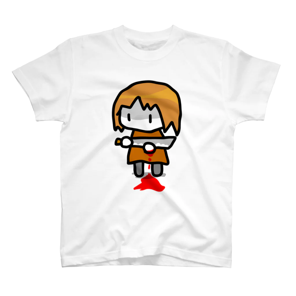 暗黒電波美術家ボブ山　SUZURI店のメンヘラリストカット少女 Regular Fit T-Shirt