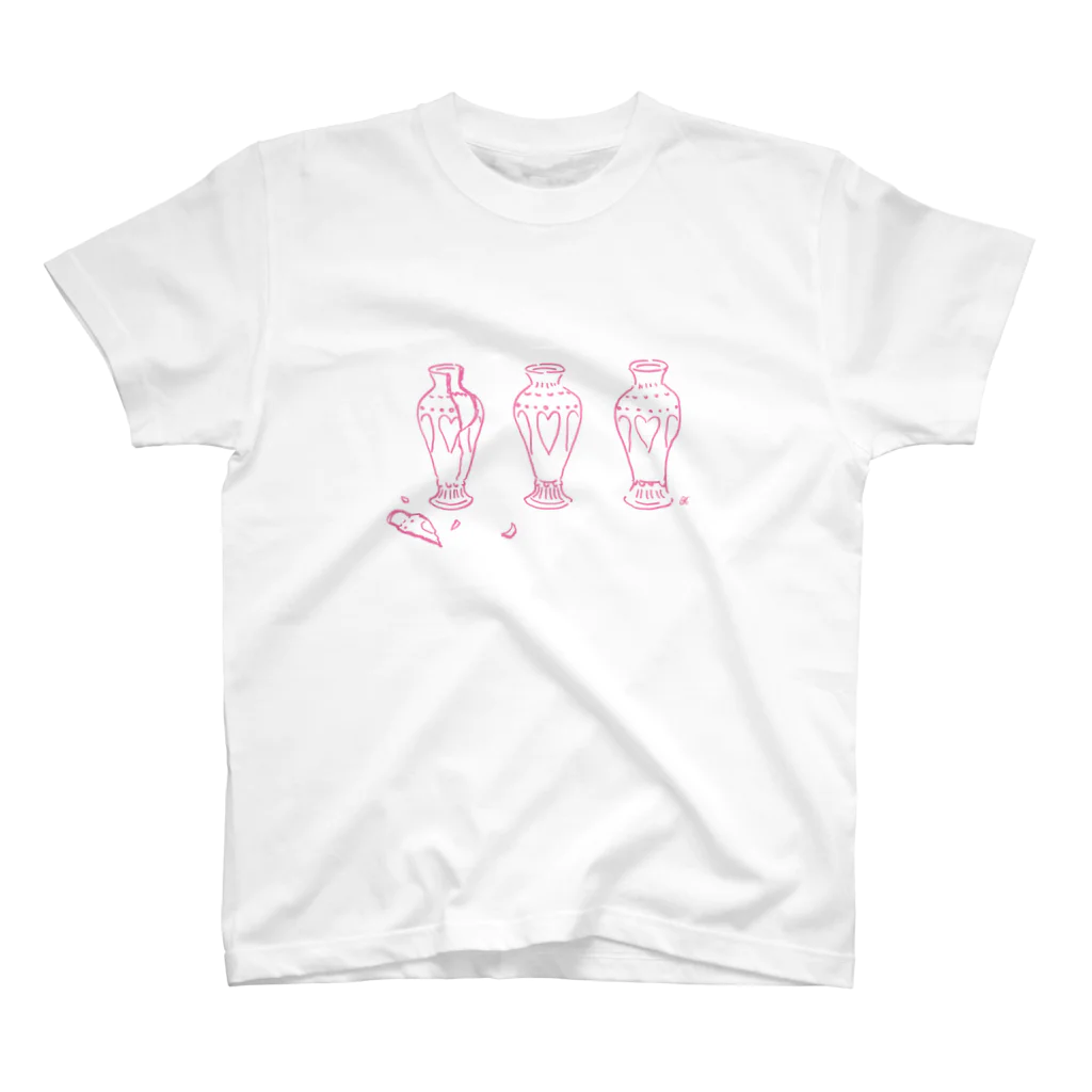 うつわとくさむらのピンクポーセリン スタンダードTシャツ