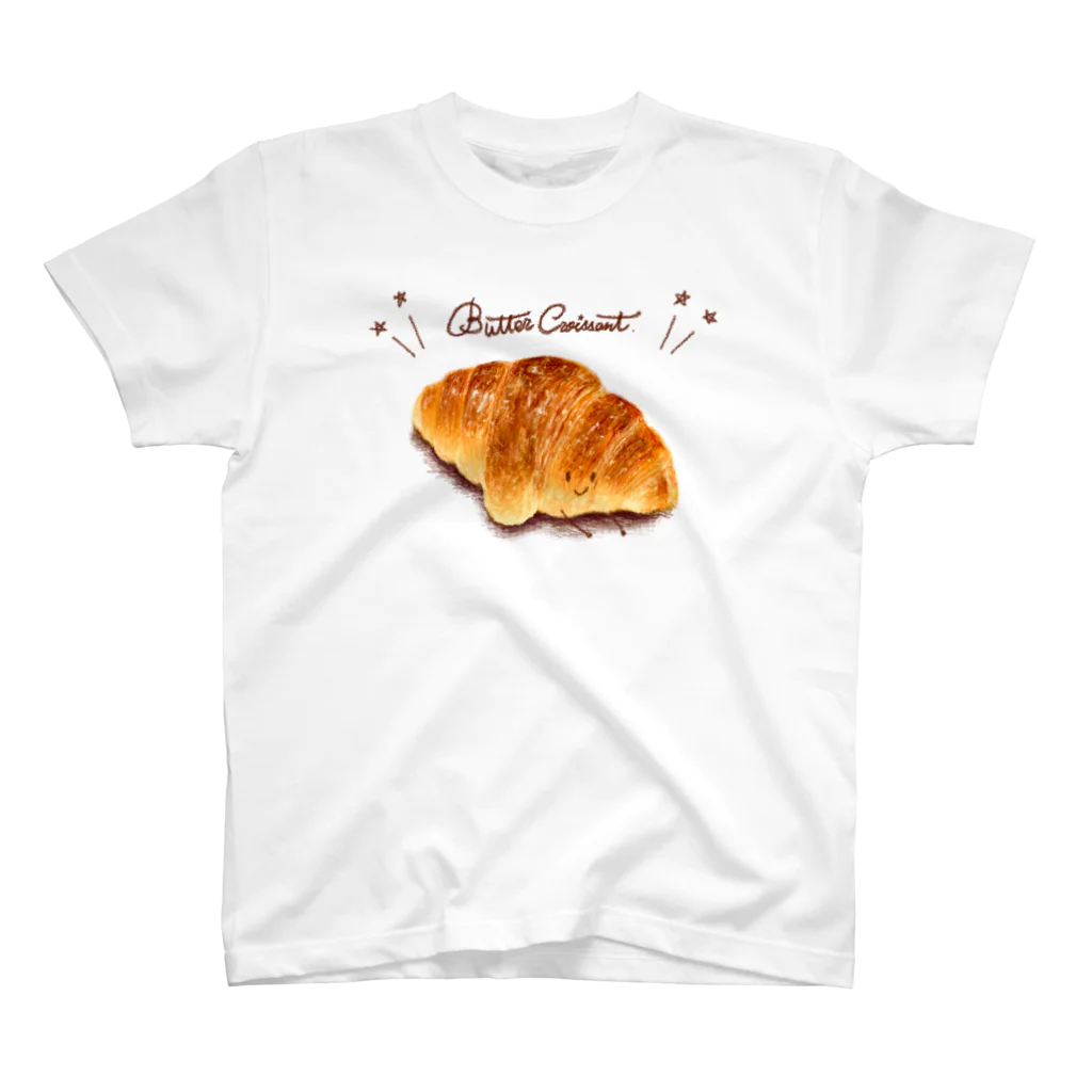 いわさきまゆこ｜食べ物イラストのバタークロワッサン Regular Fit T-Shirt