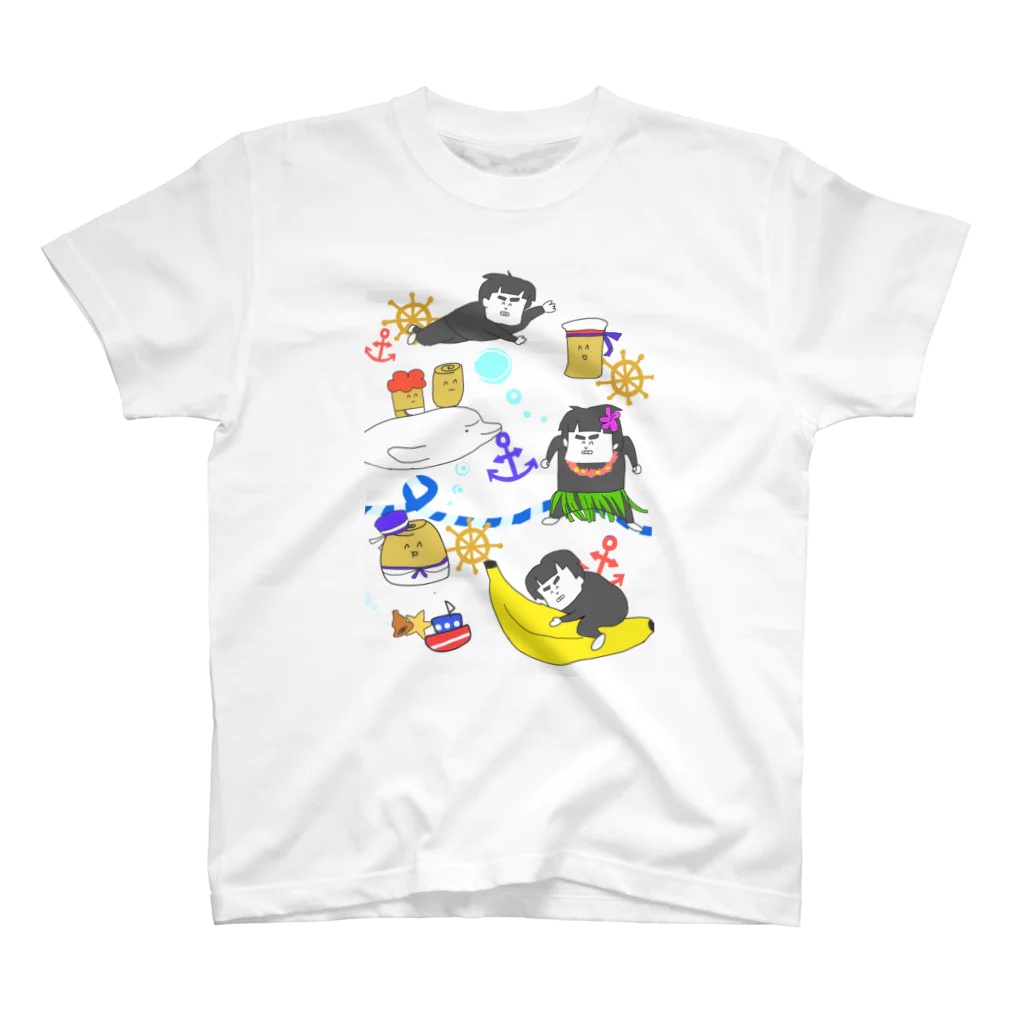 ぱくぱくショップのマリンでゴリ（水色） スタンダードTシャツ