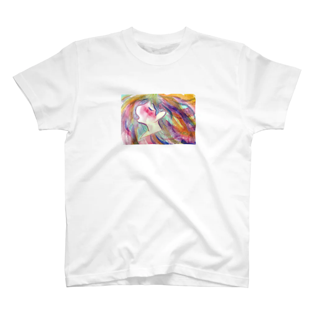 ミライク・カラの横顔の少女　ピンク Regular Fit T-Shirt