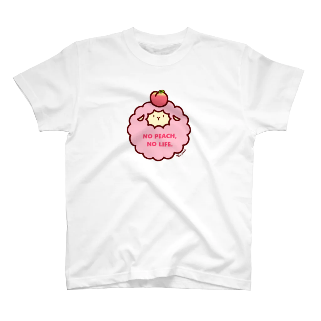 Nari's Farm(ナリズファーム)ひつじと桃のNO PEACH,NO LIFE.☆ スタンダードTシャツ