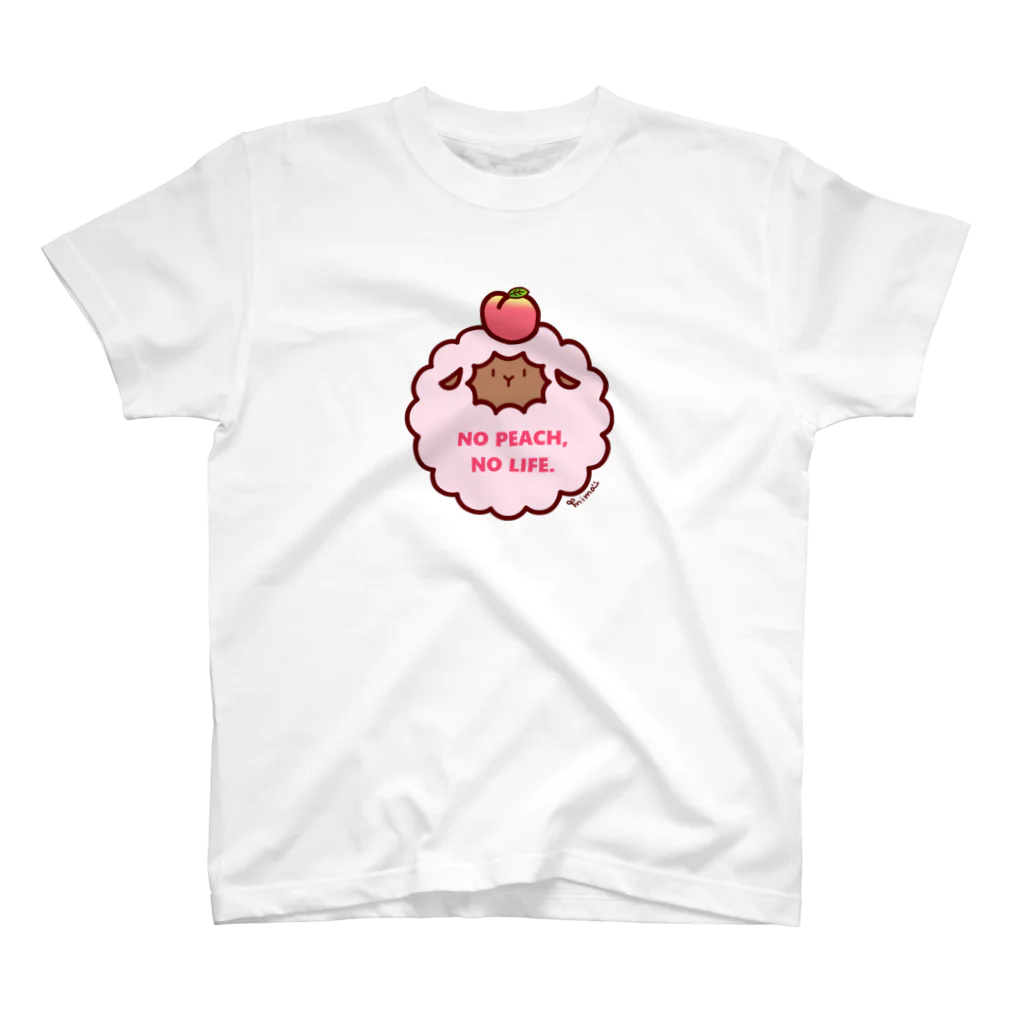 Nari's Farm(ナリズファーム)ひつじと桃のNO PEACH,NO LIFE.★ スタンダードTシャツ