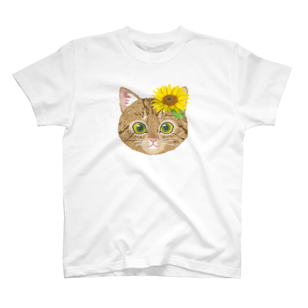 いっぷく堂のねこちゃん（キジトラひまわり） スタンダードTシャツ